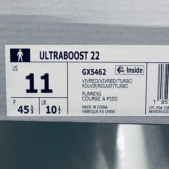 NEW Adidas Ultraboost 22 Vivid Red Turbo Mens 11 US 10.5 UK 45 1/3 EUR Uncaged - Picture 13 of 14